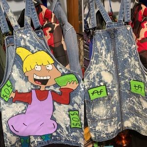 Fully hand painted customized overalls
